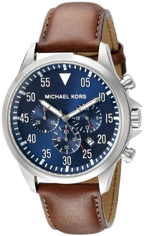 michael kors uhr blau leder|michael kors men's blue.